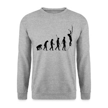 Evolution des Menschen, Eisklettern, Eiskletterer - Unisex Pullover - Weißgrau meliert - Vorne - Alina (178cm) & Michal (187cm)