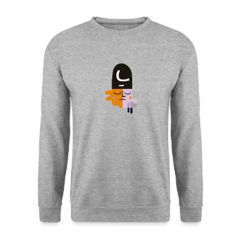 Abstract sad face - Unisex Sweatshirt - salt & pepper - Front - Alina (178cm) & Michal (187cm)