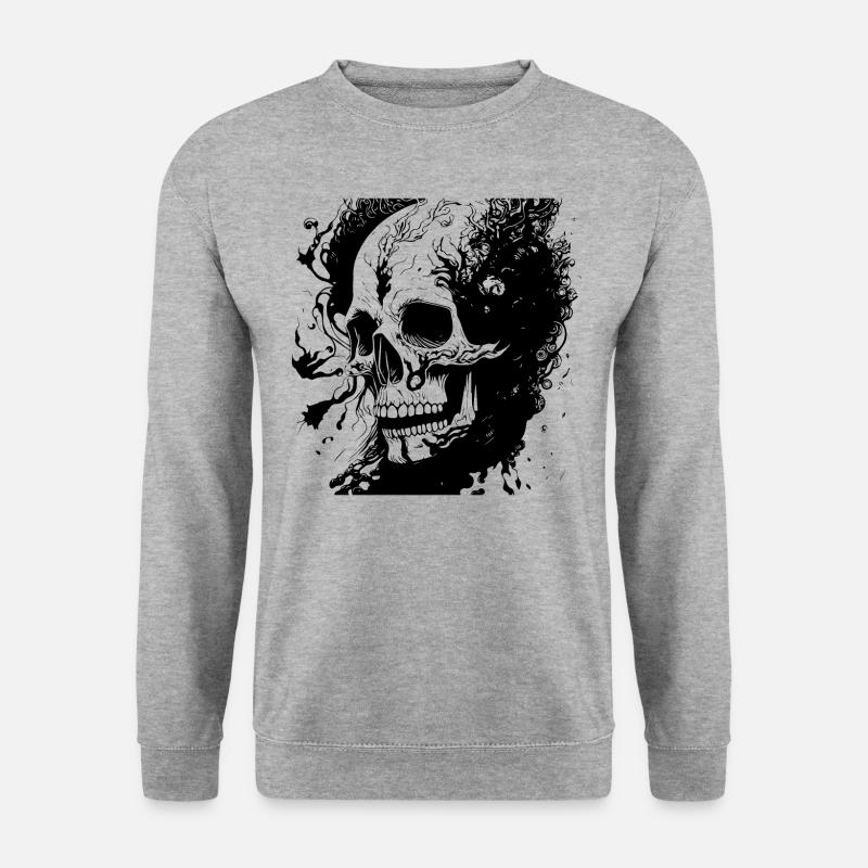 detaillierter Schädel - Unisex Pullover - Weißgrau meliert