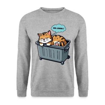Pas aujourd’hui Chat Kawaii Mignon Dormir Sommeil Officiel - Sweat-shirt Unisexe - gris chiné - Devant - Alina (178cm) & Michal (187cm)