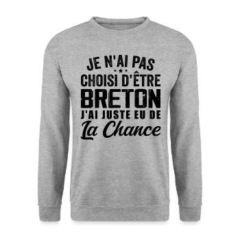 Pas Choisi D etre Breton - Cadeau Humour - Sweat-shirt Unisexe - gris chiné - Devant - Alina (178cm) & Michal (187cm)