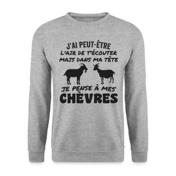 In My Head I Think About My Goats - Unisex Sweatshirt - salt & pepper - Front - Alina (178cm) & Michal (187cm)