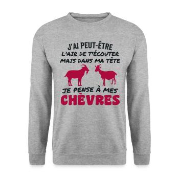 In My Head I Think About My Goats - Unisex Sweatshirt - salt & pepper - Front - Alina (178cm) & Michal (187cm)