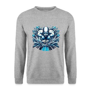 Wasserkraft: Schwimmender Champion - Unisex Pullover - Weißgrau meliert - Vorne - Alina (178cm) & Michal (187cm)