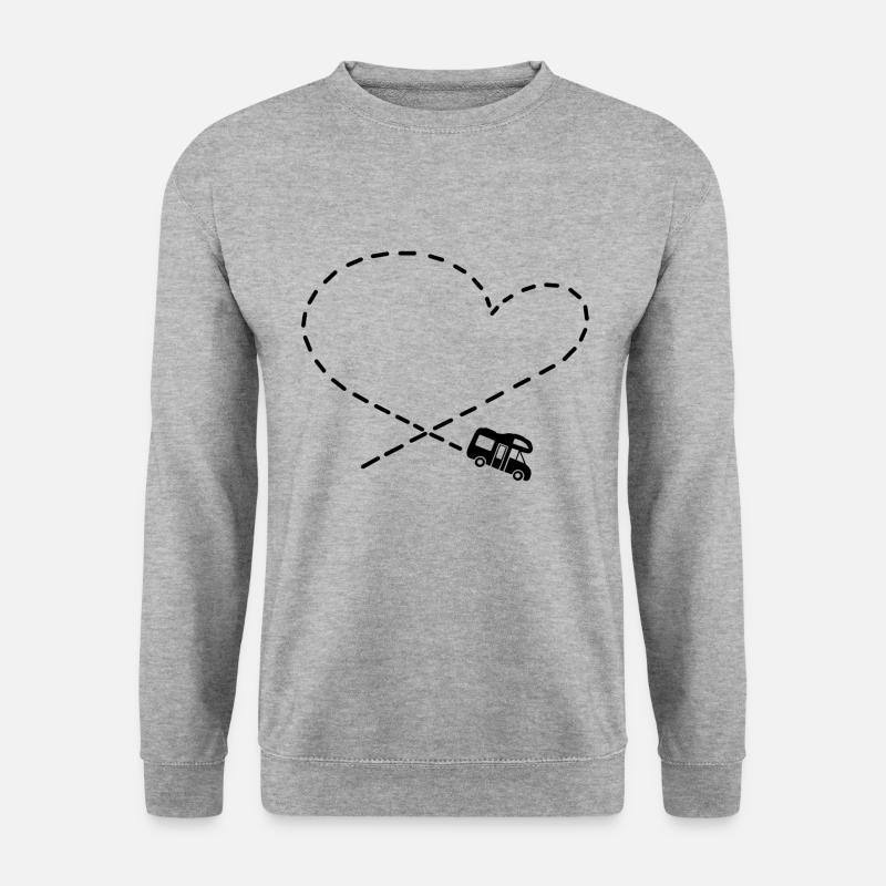 Camper love Wohnmobil Camping Herz - Unisex Pullover - Weißgrau meliert