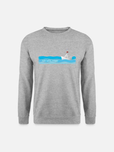 Ich will Meer - Unisex Pullover - Weißgrau meliert