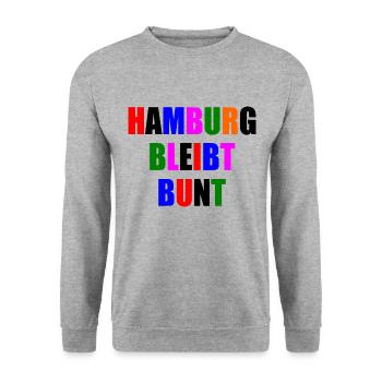 hamburg bleibt bunt - Unisex Pullover - Weißgrau meliert - Vorne - Alina (178cm) & Michal (187cm)