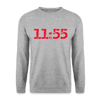5 vor 12 Achtung - Unisex Pullover - Weißgrau meliert - Vorne - Alina (178cm) & Michal (187cm)
