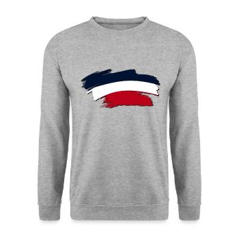 Frankreich - Französische Farben Fahne - Tricolore - Unisex Pullover - Weißgrau meliert - Vorne - Alina (178cm) & Michal (187cm)