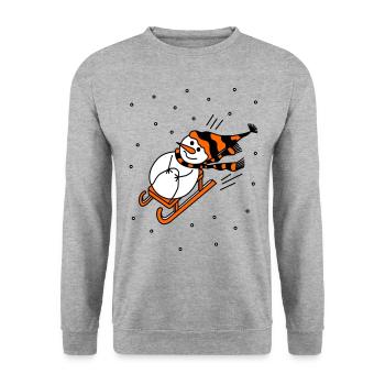 Sleigh Riding Snowman - Unisex Sweatshirt - salt & pepper - Front - Alina (178cm) & Michal (187cm)