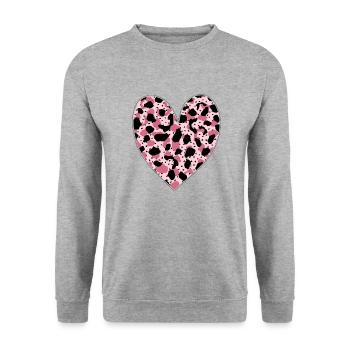 Valentine Love, Love Pink Heart, Valentinstag - Unisex Pullover - Weißgrau meliert - Vorne - Alina (178cm) & Michal (187cm)
