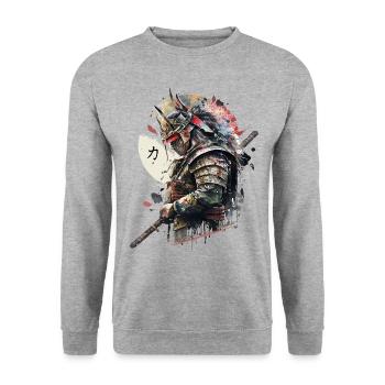 Samurai - Unisex Pullover - Weißgrau meliert - Vorne - Alina (178cm) & Michal (187cm)