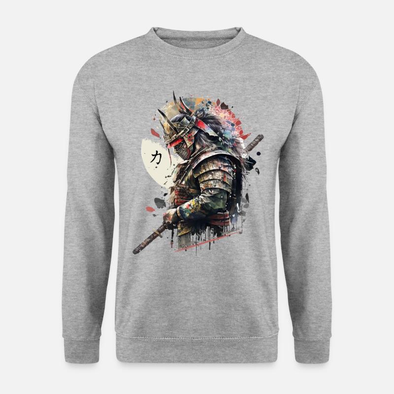 Samurai - Unisex Pullover - Weißgrau meliert