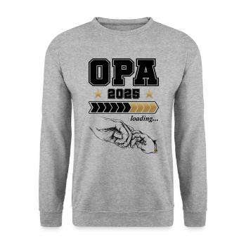Opa 2025 Loading - Unisex Pullover - Weißgrau meliert - Vorne - Alina (178cm) & Michal (187cm)