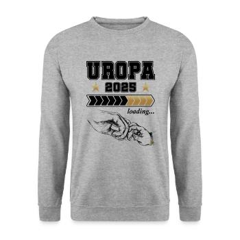 Uropa Loading 2025 - Unisex Pullover - Weißgrau meliert - Vorne - Alina (178cm) & Michal (187cm)
