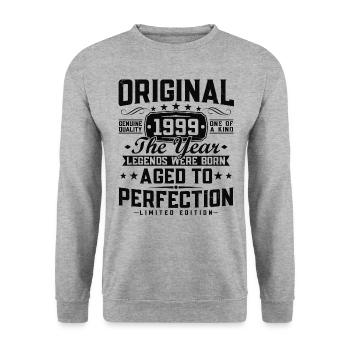 Original 1999 Vintage Vintage Rétro Anniversaire - Sweat-shirt Unisexe - gris chiné - Devant - Alina (178cm) & Michal (187cm)