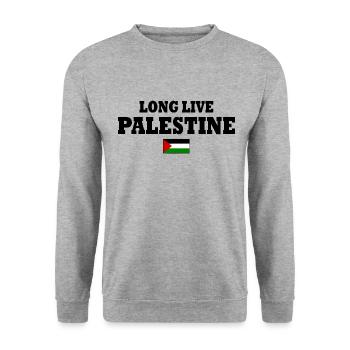 Long live palestine - Unisex Sweatshirt - salt & pepper - Front - Alina (178cm) & Michal (187cm)