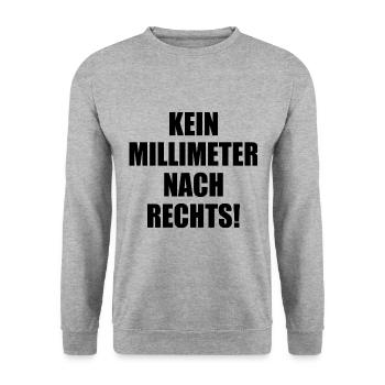 kein millimeter nach rechts - Unisex Pullover - Weißgrau meliert - Vorne - Alina (178cm) & Michal (187cm)