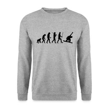 Wintersport - Snowboard - Evolution - Symbol - Unisex Pullover - Weißgrau meliert - Vorne - Alina (178cm) & Michal (187cm)