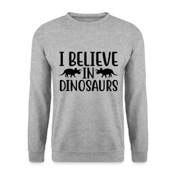 I Believe In Dinosaurs - Unisex Pullover - Weißgrau meliert - Vorne - Alina (178cm) & Michal (187cm)