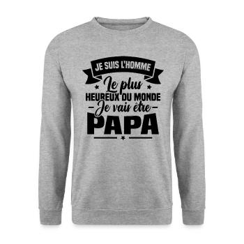 Je vais être papa, Cadeau futur papa - Sweat-shirt Unisexe - gris chiné - Devant - Alina (178cm) & Michal (187cm)