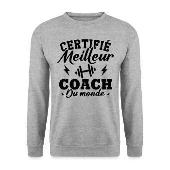 Certifié meilleur coach du monde - Sweat-shirt Unisexe - gris chiné - Devant - Alina (178cm) & Michal (187cm)