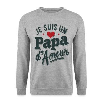 Belle idée cadeau je suis un papa d'amour - Sweat-shirt Unisexe - gris chiné - Devant - Alina (178cm) & Michal (187cm)