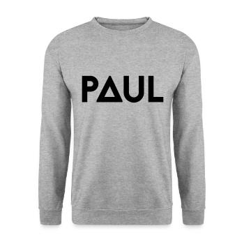 Vorname Paul - Unisex Pullover - Weißgrau meliert - Vorne - Alina (178cm) & Michal (187cm)