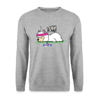 Struggle is Real - Schlafendes Lama, Süßes Lama - Unisex Pullover - Weißgrau meliert - Vorne - Alina (178cm) & Michal (187cm)