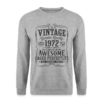 Vintage 1972 Vintage 50 Cadeau d’anniversaire - Sweat-shirt Unisexe - gris chiné - Devant - Alina (178cm) & Michal (187cm)