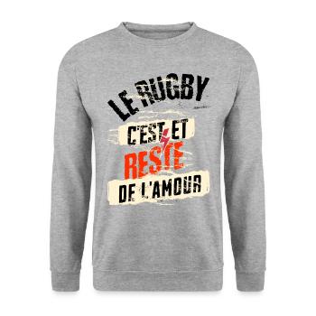 le rugby c'est, et reste de l'amour - Sweat-shirt Unisexe - gris chiné - Devant - Alina (178cm) & Michal (187cm)