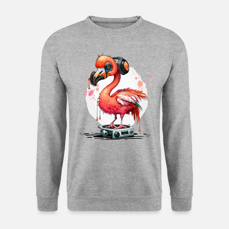 Groovy Pink Vogel - Unisex Pullover - Weißgrau meliert