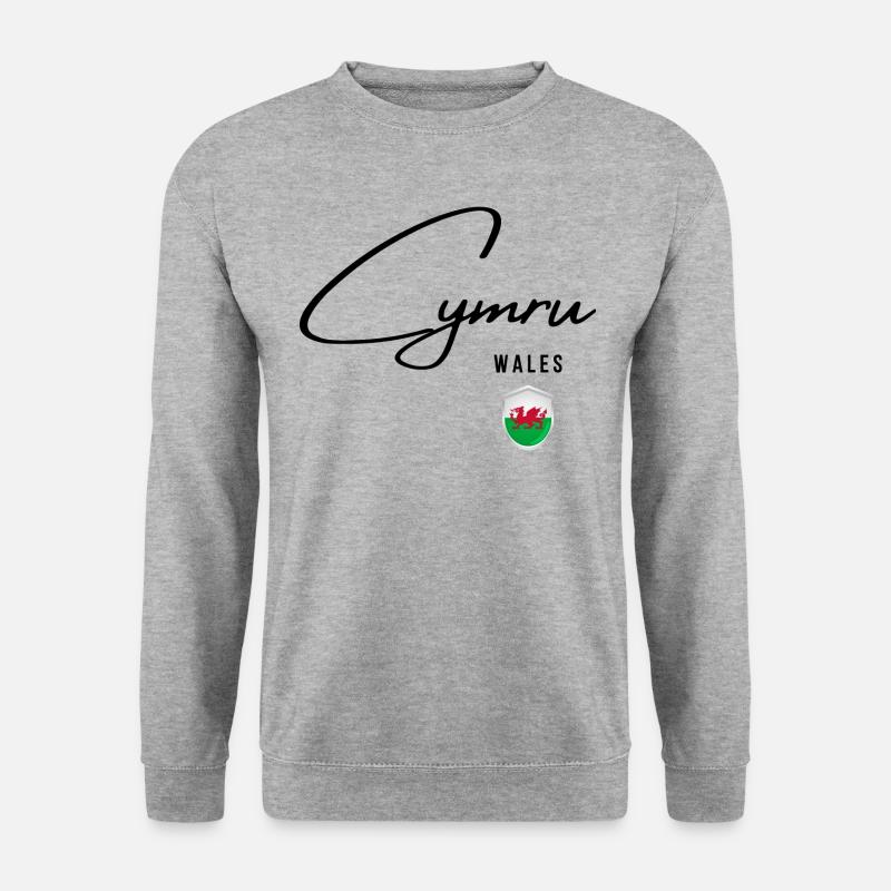 Flagge von Wales, walisischer Stolz - Unisex Pullover - Weißgrau meliert