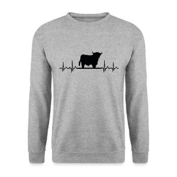 Agriculteurs Battements cardiaques Highlands Écossais ECG - Sweat-shirt Unisexe - gris chiné - Devant - Alina (178cm) & Michal (187cm)