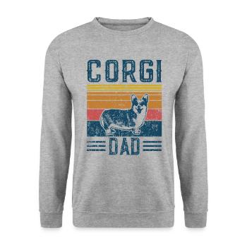 Dogs | Corgi Papa - Vintage Welsh Corgi Dad - Unisex Sweatshirt - salt & pepper - Front - Alina (178cm) & Michal (187cm)