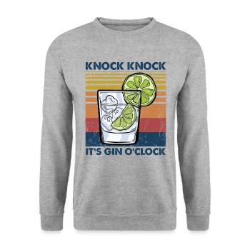 Knock Knock It’s Gin O’clock - Pun Gin - Sweat-shirt Unisexe - gris chiné - Devant - Alina (178cm) & Michal (187cm)