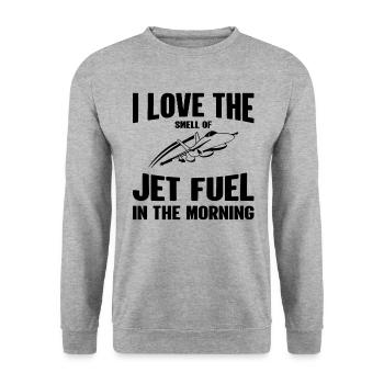 Kampfjet Jet Fuel In The Morning - Vintage Pilot - Sweat-shirt Unisexe - gris chiné - Devant - Alina (178cm) & Michal (187cm)