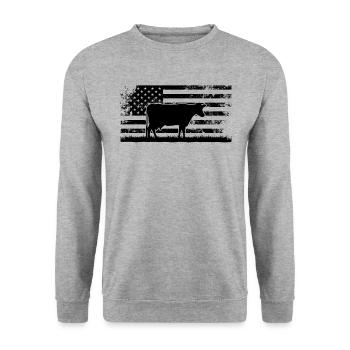 American Flag Holstein Rancher Cow - Unisex Sweatshirt - salt & pepper - Front - Alina (178cm) & Michal (187cm)