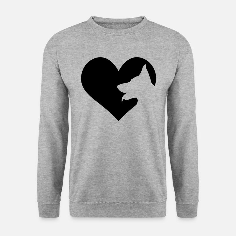 Malinois Shepherd Hunde-Herz-Silhouette - Unisex Pullover - Weißgrau meliert