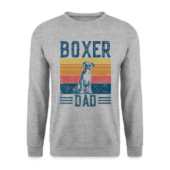 Hund Papa - Boxer Papa - Unisex Pullover - Weißgrau meliert - Vorne - Alina (178cm) & Michal (187cm)