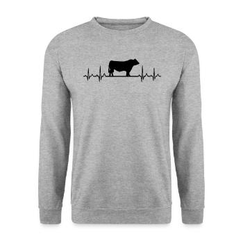 Pouls ECG cardiaque - Black Angus - Sweat-shirt Unisexe - gris chiné - Devant - Alina (178cm) & Michal (187cm)