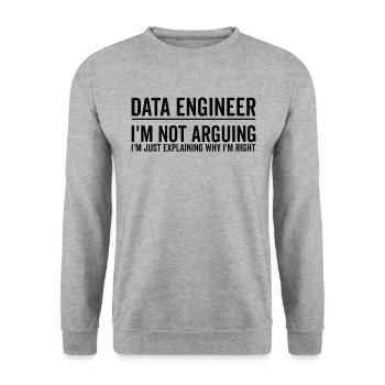 Juste expliquer - Ingénieur de données - Sweat-shirt Unisexe - gris chiné - Devant - Alina (178cm) & Michal (187cm)