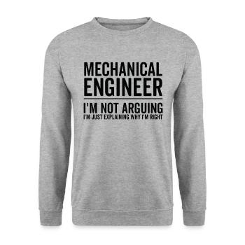 Juste expliquer - Ingénieur en mécanique - Sweat-shirt Unisexe - gris chiné - Devant - Alina (178cm) & Michal (187cm)