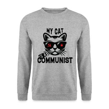 My cat is a communist - Unisex Sweatshirt - salt & pepper - Front - Alina (178cm) & Michal (187cm)