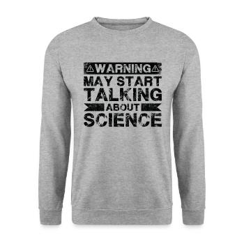 Warnung Kann Anfangen, Über Wissenschaft Zu Reden - Unisex Pullover - Weißgrau meliert - Vorne - Alina (178cm) & Michal (187cm)