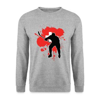 Schweiz Flagge Hockey - Eishockey - Unisex Pullover - Weißgrau meliert - Vorne - Alina (178cm) & Michal (187cm)