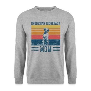 Dog Ridgeback Mom - Vintage Mutter - Unisex Pullover - Weißgrau meliert - Vorne - Alina (178cm) & Michal (187cm)