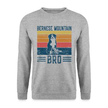 Hund Berner Sennenhund - Vintage Bro - Unisex Pullover - Weißgrau meliert - Vorne - Alina (178cm) & Michal (187cm)