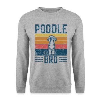 Hund Pudel Bro - Vintage Bro - Unisex Pullover - Weißgrau meliert - Vorne - Alina (178cm) & Michal (187cm)