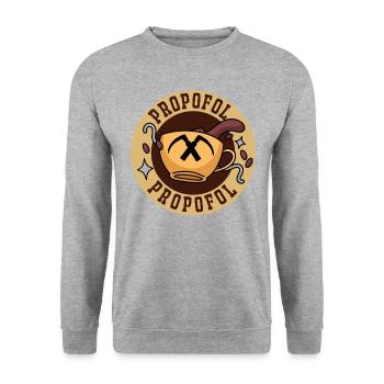 Propofol Barista - Laryngoscope Anesthesia Anesthesia - Unisex Sweatshirt - salt & pepper - Front - Alina (178cm) & Michal (187cm)